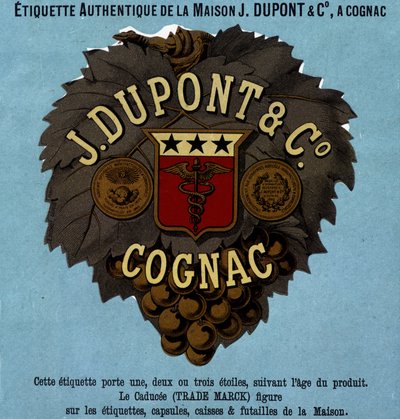 Autentická etiketa J. Dupont & C¡, Cognac. vydání z roku 1882 od Unknown artist