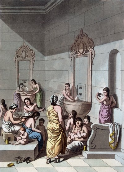 Veřejné lázně v Palestině - v ""Starověkém a moderním kostýmu"" od Ferrario, ed. Milano od Unknown artist