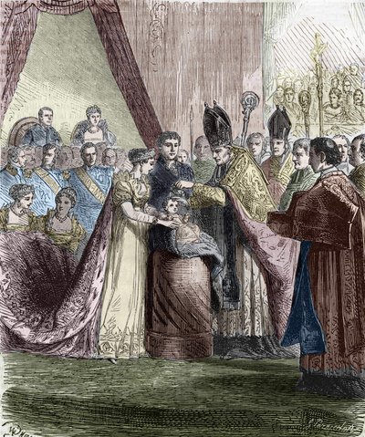 Křest Napoleona Françoise Charlese. (Napoleon II.) Římský král, syn císaře Napoleona I. (1769-1821), v Notre-Dame de Paris, 9. června 1811. od Unknown artist