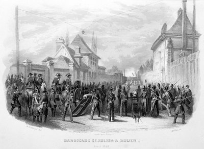 Barricade Saint Julien v Rouen, duben 1848 - ve „Fasttes de Gardes Nationales de France““ od Unknown artist