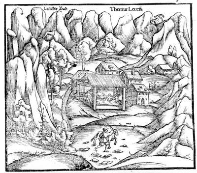 Baths of Baden (Rakousko), rytina 16. století. od Unknown artist