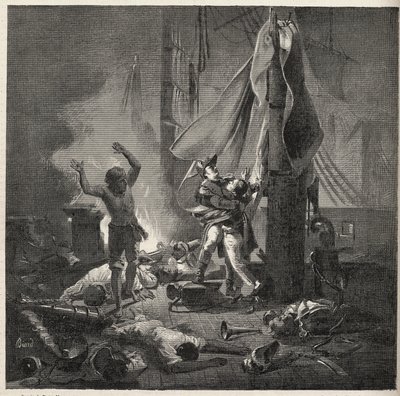Bitva na Nilu - Bitva o Aboukir - smrt Luce a Giocante de Casabianca (Luc-Julien-Joseph Casabianca od Unknown artist