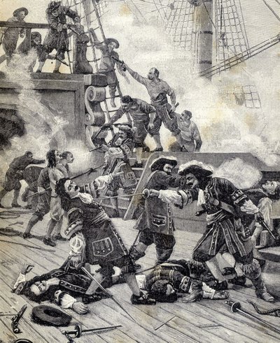 Bitva na lodi - Jean Bart. od Unknown artist