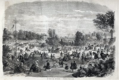 Krásné dny v Bois de Boulogne v Paříži. Gravírování v „The Illustrious Universe“ od Unknown artist