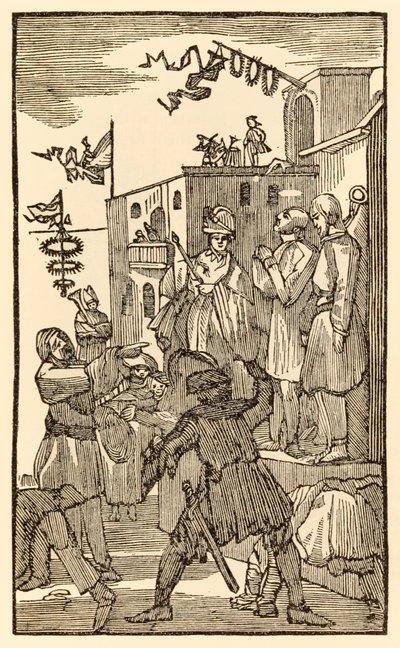 Podívejte se na Vanity Fair! z The Pilgrims Progress From This World, To That What Is To Come od Johna Bunyana (1628-1688) Christian vstupuje do města Vanity Fair a vidí poutníky v řetězech. od Unknown