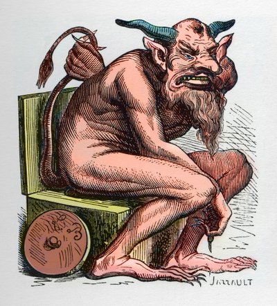 Belphegor, ilustrace z „Infernal Dictionary“ od Jacquese Albina Simon Collin de Plancy od Unknown artist