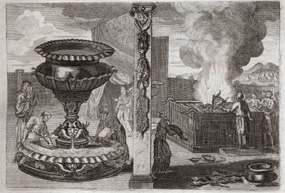 Bible of Royaumont, Starý zákon: Oltář parfémů. Postava dvou oltářů, jednoho z parfémů a jednoho ze zápalných obětí. Ilustrace z roku 1811. od Unknown artist