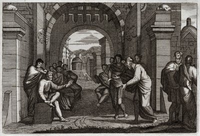 Bible of Royaumont, Starý zákon: Boaz (Booz), blízký příbuzný Ruth, manželka podle nařízení Zákona. Ilustrace z roku 1811. od Unknown artist