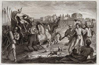 Bible of Royaumont, Starý zákon: Povýšení Josefa. Josef je vychován ve slávě. Ilustrace z roku 1811. od Unknown artist