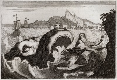 Bible of Royaumont, Starý zákon: Jonáš ve velrybě. Prorok Jonas žije ve velrybě a vychází živý. Ilustrace z roku 1811. od Unknown artist