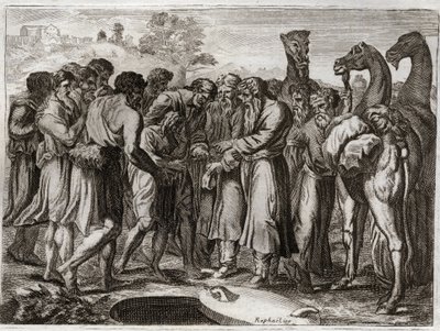 Bible of Royaumont, Starý zákon: Josefa prodali jeho bratři. od Unknown artist