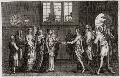 Bible of Royaumont, Starý zákon: Izákova svatba. Izák, syn Abrahamův, se ožení s Rebekou. Ilustrace z roku 1811. od Unknown artist