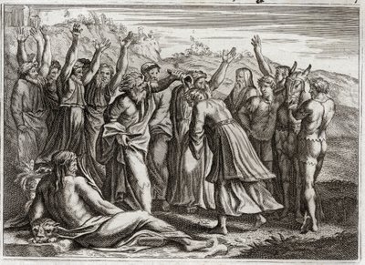Bible of Royaumont, Starý zákon: Král Šalomoun. David ustanovil Šalomouna králem na modlitby Betsabee a proroka Nátana. Ilustrace z roku 1811. od Unknown artist