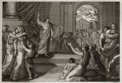 Bible of Royaumont, Starý zákon: Susanne delivree. Bůh používá moudrost mladého Daniela, aby vysvobodil Susanne ze smrti, ke které byla nespravedlivě odsouzena. Ilustrace z roku 1811. od Unknown artist