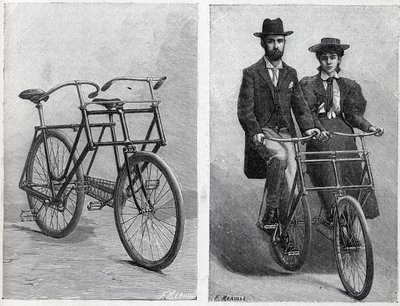Kolo má dvě sedačky od výrobce "Puntett Cycle" bez cyklistů a s cyklisty. Gravírování do ""La Nature"" od Unknown artist