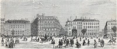 Boulevard des Italians s café de Paris, rue Taitbout, house Doree, rue Lafitte, kavárna Riche a rue Lepelletier - rytina v „Tableau-de-Paris“ od Edmonda Texiera 1852 od Unknown artist