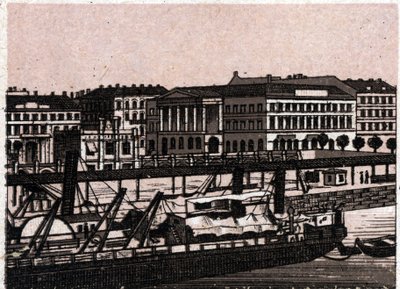 Budapešť, Maďarsko: pohled na přístaviště Danube Quay. v „“ Svět ilustruje 168 pohledů““ Nedatováno (konec 19. století) od Unknown artist