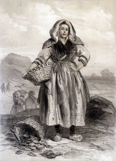 Cancale Oyster Fisherman - litografie od Unknown artist
