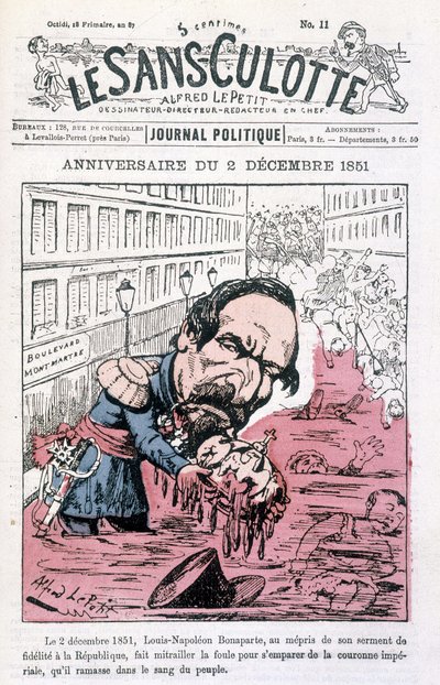 Karikatura o státním převratu Napoleona III ze dne 2. prosince 1851 - v „“Le sans-panlotte““ od Unknown artist