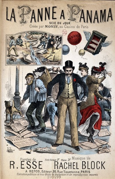 Kreslená píseň “” La Panne a Panama””, scéna dne vytvořená Monsym v Casino de Paris, text R. Esse a hudba Rachel Block od Unknown artist