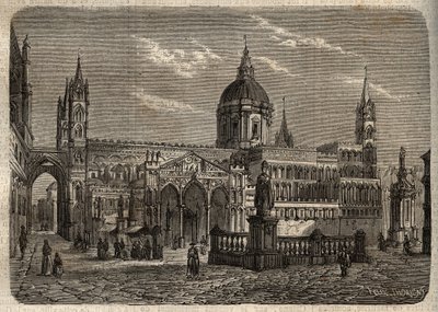 Cathedrale de Palermo - Katedrála v Palermu - Katedrála v Palermu - rytina v „“ Dictionnaire populaire llustrious “- 1864 - od Josepha Decembra a Edmonda Alloniera - od Unknown artist