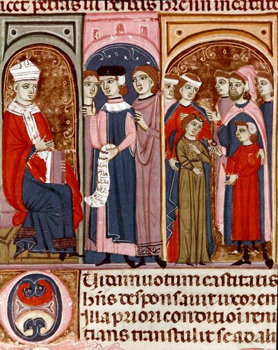 Oslava miniaturního sňatku z Justiniánského kodexu (Codex Justinianus), sbírka zákonů a institucí redigovaných za římského císaře Justiniána I. Byzantského (483-565) od Unknown artist
