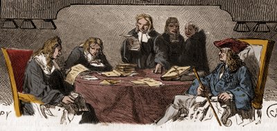 Cenzura v 18. století: Za starého režimu se služba nazývá „Černý kabinet“, který z bezpečnostních důvodů zodpovídá za prověřování soukromé korespondence. Rytina 19. století. od Unknown artist