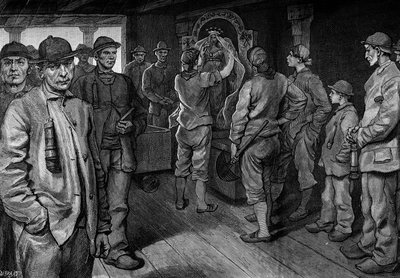 Charbonnieres zdobící sochu Saint Barbe. Rytina do „The Journal of Youth““ od Unknown artist