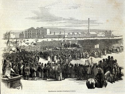 Chartistická demonstrace v Kennington Common: je to dělnické politické hnutí předchůdce socialismu, rytina z roku 1848 od Unknown artist