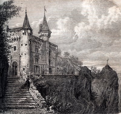 Chateau de la Rochelambert (chateau-de-la-rochelambert) v Saint Paulien - Haute-Loire - Auvergne-Rhone-Alpes - rytina kolem roku 1867 od Unknown artist