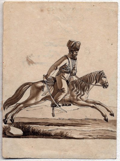 ""Náčelník (ataman) kozák"" (Ataman kozáků) Anonymní kresba 1818 Rozměr 11,4x8,2 cm Soukromá sbírka od Unknown artist