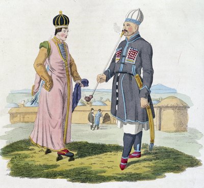 Cherkess muž a žena (Kavkaz) od Unknown artist