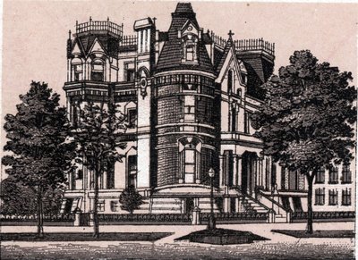 Chicago, Spojené státy americké: pohled z rohu Prairie Avenue a 22nd Street. v „“ Svět ilustruje 168 pohledů““ Nedatováno (konec 19. století) od Unknown artist