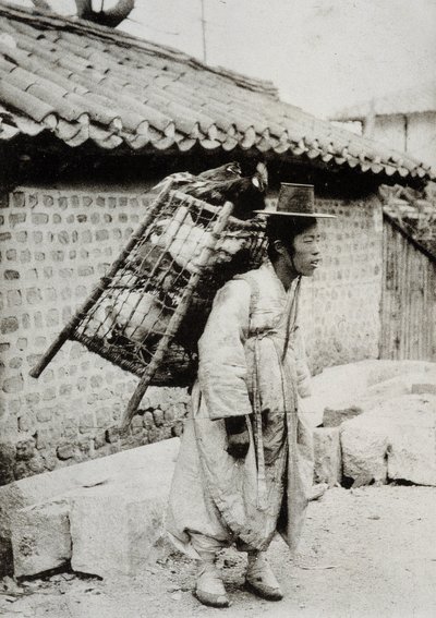 Obchodník s kuřecím masem, Korea, konec 19. století od Unknown artist