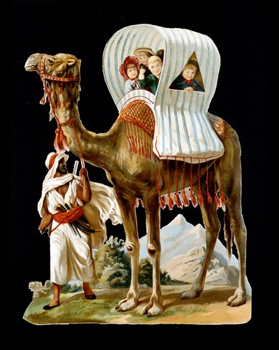 Děti chodí v košíku s velbloudím hřbetem, Alžírsko - chromo., konec 19. století od Unknown artist