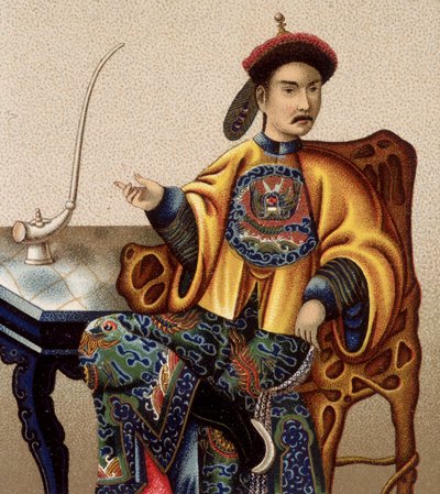 Čínský aristokrat sedící kouří opium - sd 19. století od Unknown artist