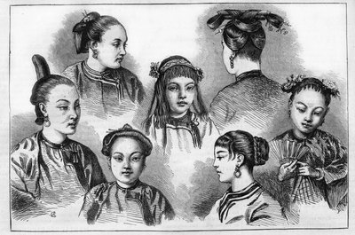 Čínská móda a účesy v 19. století. od Unknown artist
