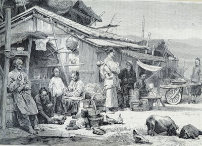 Čínská rybářská vesnice v Kalifornii od Unknown artist