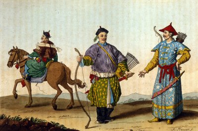 Čínští vojenští mandaríni z různých epoch – v “Le kostýmu ancien et moderne””” od J. Ferrario, ed. Milán od Unknown artist