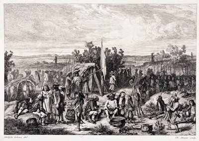Chouans v bivaku – ve „“Starověké a moderní Bretani”” od Pitre-Chevaliera, editoval W. Coquebert od Unknown artist