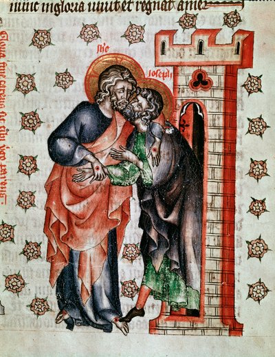 Kristovo rozloučení (rozloučení Ježíše Krista a Josefa) Miniatura namalovaná v „Umučení abatyše Cunegonde““ od Unknown artist