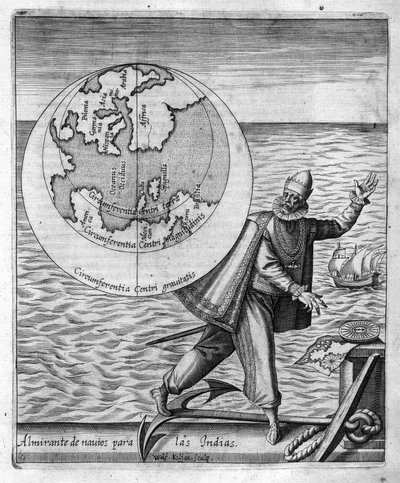 Christopher Columbus (Cristoforo Colombo) - v "Nový tipus po cestě do Nového světa" od Philoponus Honorius od Unknown artist