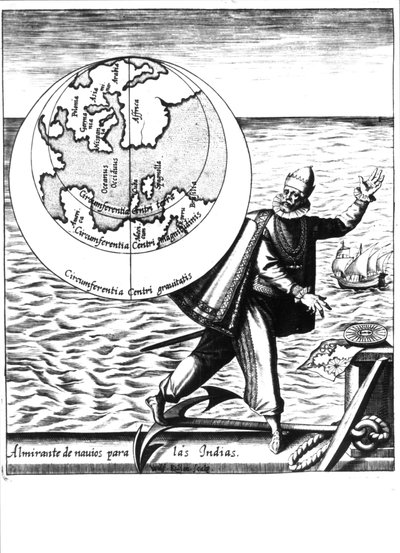 Christopher Columbus - v „Nový tipus po cestě do Nového světa“ od Philoponus Honorius od Unknown artist