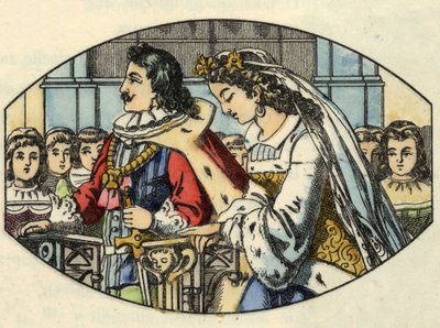 Popelčina svatba s princem. Ilustrace příběhu Charlese Perraulta „Popelka aneb La petite slipper de verre“ od Unknown artist