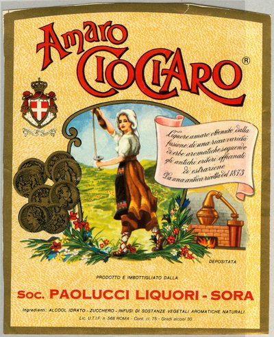 Reklama na alkohol Ciociaro amaro (chromolitografie, konec 19. století) od Unknown artist