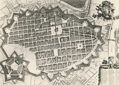 Mapa města Turína s jeho citadelou od Unknown artist