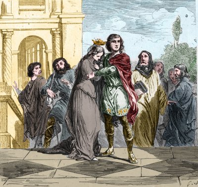 Chlodvík II., král franků (v.633-657) koupil Sainte Bathilde (neboli Batilde, Bathylle, Beaudour) (626-680). od Unknown artist