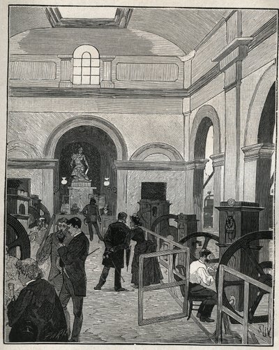 Mincovní dílna v Monnaie de Paris. Rytina z roku 1885 v „Les arts et professions illustrés““ od Adolphe BITARDA. od Unknown artist