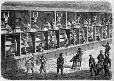 Coldbath Fields Prison - House of Correction v Londýně - běžící pás - Coldbath Fields - London Engraving 1868 od Unknown artist