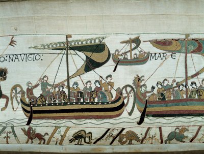 Dobytí Anglie od Williama Dobyvatele (1027-1087) v roce 1066: Normanské flotily míří do Anglie Detail Bayeux Tapestry aneb výšivka královny Mathildy od Unknown artist